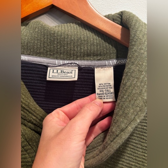 L.L. Bean Men's Forest Green Zip-Up Sweater quilted textured winter - Picture 10 of 13